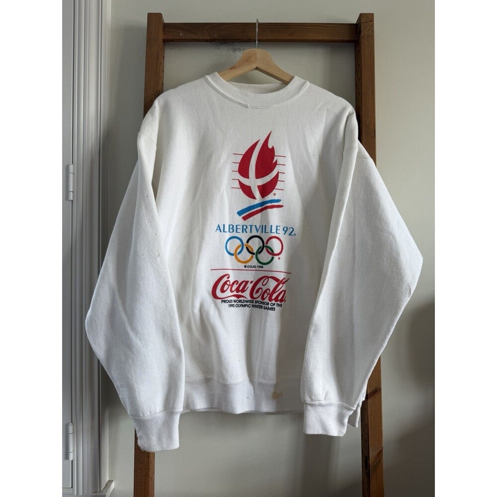 Vintage Canada Albertville 92 Olympic Winter Games Men's Sweatshirt Size XL Coke